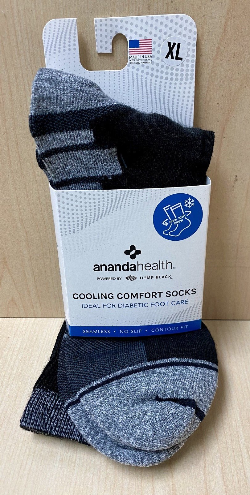 ANANDA HEALTH Cooling Comfort Socks XL Extra Large BLACK - Black - STORE4DIABETICS