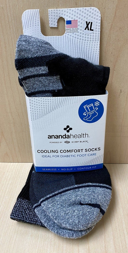 ANANDA HEALTH Cooling Comfort Socks XL Extra Large BLACK - Black - STORE4DIABETICS