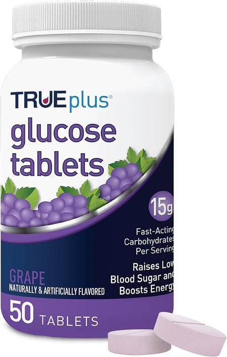 TRUEplus Glucose Chewable Tablets, 50 count - Grape - STORE4DIABETICS