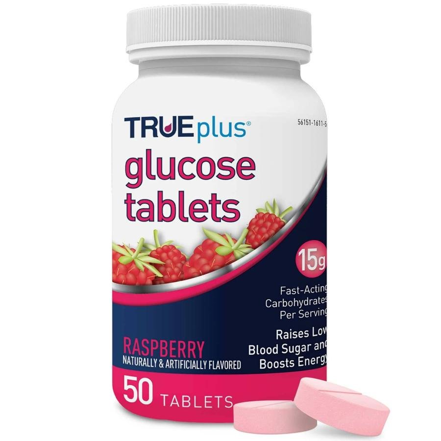 TRUEplus Glucose Chewable Tablets, 50 count - Raspberry - STORE4DIABETICS