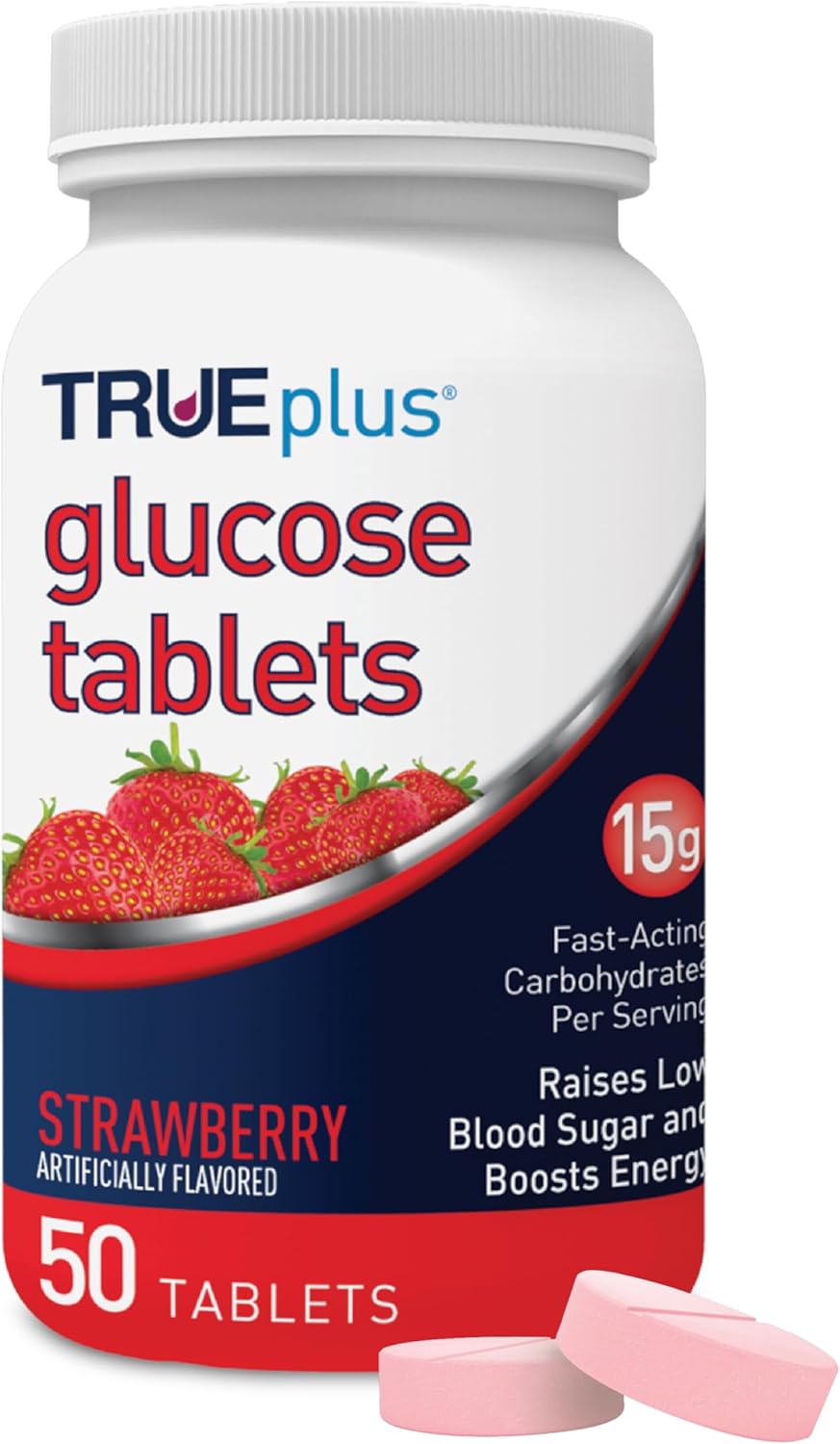 TRUEplus Glucose Chewable Tablets, 50 count - Strawberry - STORE4DIABETICS