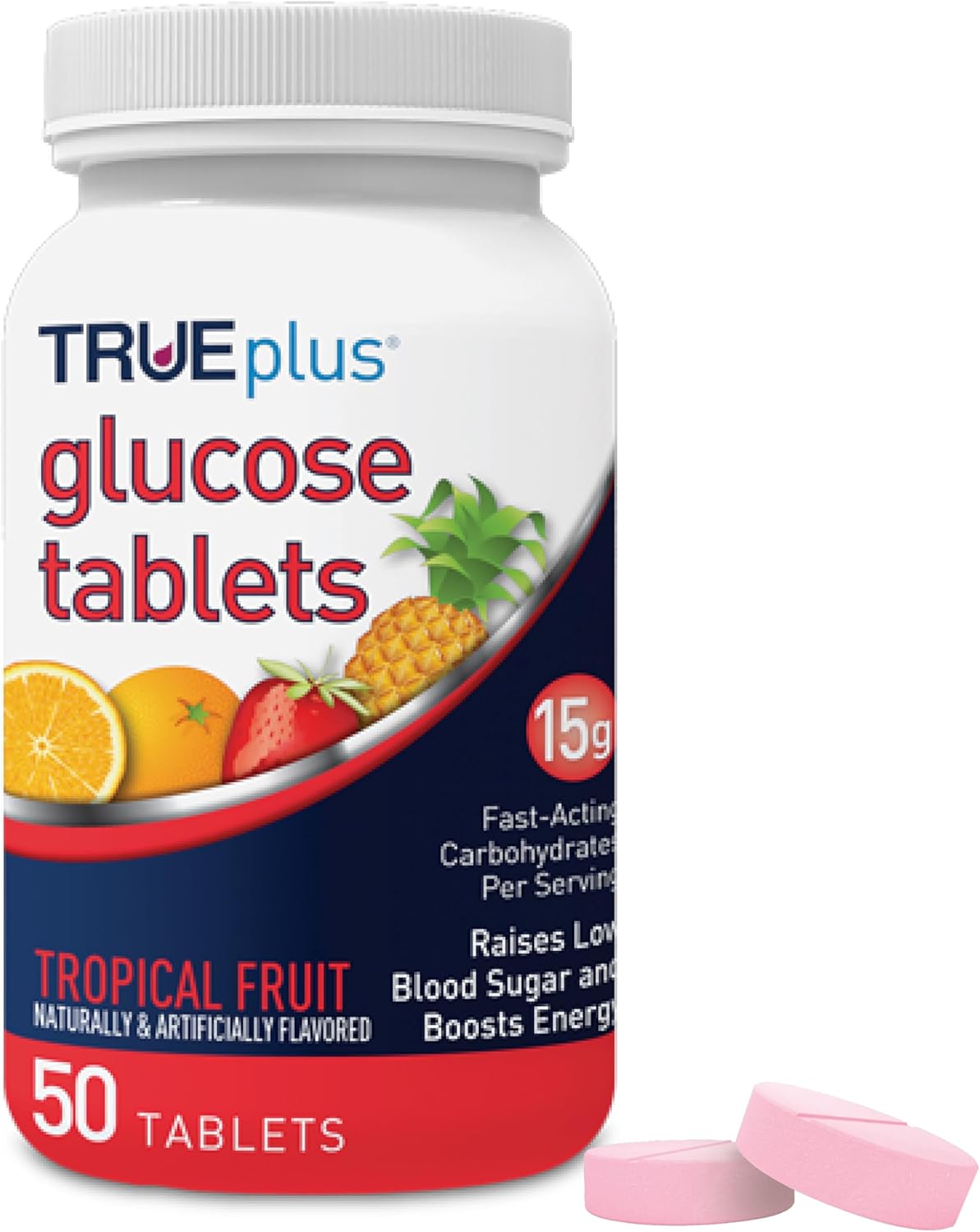 TRUEplus Glucose Chewable Tablets, 50 count - Tropical Fruit - STORE4DIABETICS